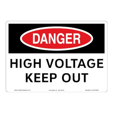 OSHA Compliant Danger/High Voltage Safety Signs Indoor/Outdoor Plastic (BJ) 10 X 7